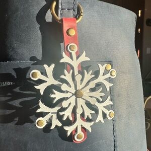 Christmas Snowflake Leather Charm, Flair, Keychain